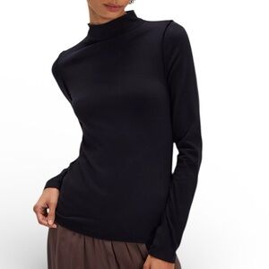 Bob Mackie Mock Turtleneck Black Long Sleeve Size 1X 55%Cotton/Modal/ 5%Spandex